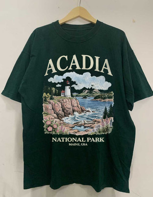 Acadia National Park Vintage Graphic T-Shirt Lighthouse Unisex Tee