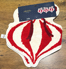 George Home Christmas Bauble Bath Mat 100% Cotton Red/White 48 x 110cm