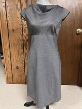 Tahari Arthur Levine wool blend women's dress Size 4 Grey houndstooth cowl neck