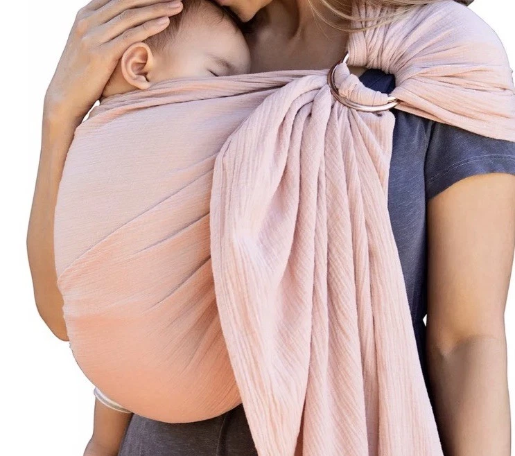 Moby Ring Sling Baby Carrier Holder Gauze Cotton Front Hip Pink Salmon NEW