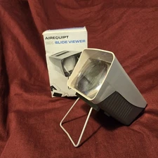 Vintage Airequipt 12X Slide Viewer w/ Stand –Tan & Brown Desktop In Box   Works