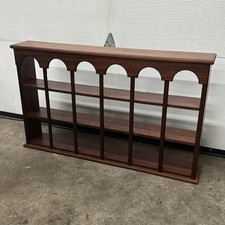 MCM Vintage Tiered Oak Wood Wall Rack Trinket Display Shelf Curio XL 40 X 24
