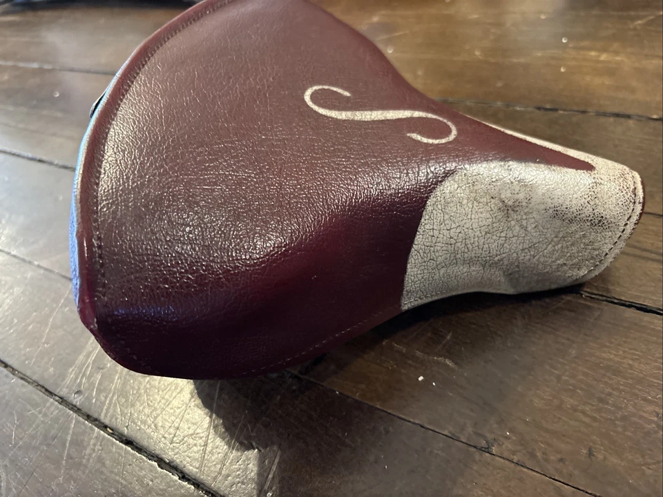 Винтажное седло Schwinn Deluxe бордовые хромированные пружины сиденье S  - Изображение 3 из 4