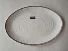 Farmhouse Rachel Ashwell Melamine Platter Tray Cream Taupe Greige Gray Rim Edge