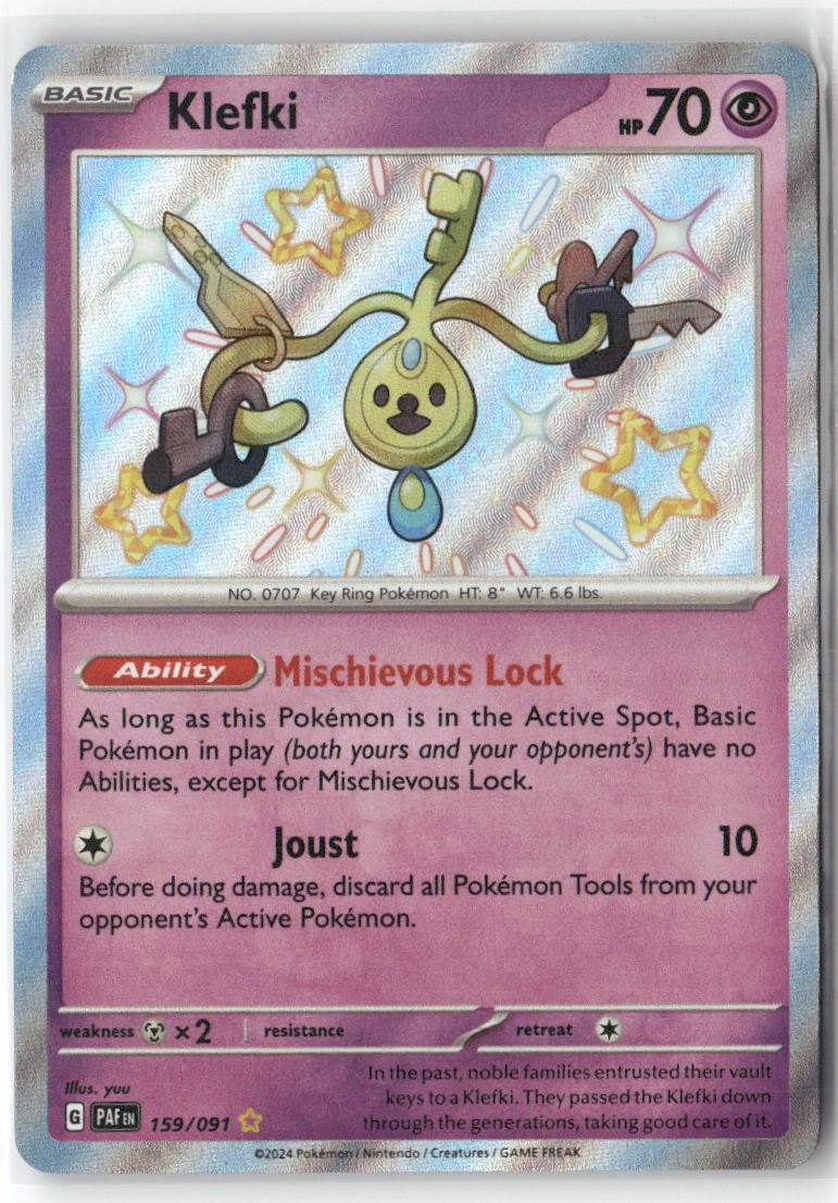 Klefki 159/091 Shiny Rare Paldean Fates Pokemon Holo Near Mint