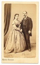 M36-Cdv Albumin Carte de Visite Donna Uomo coppia mano nella mano Rossi Milano
