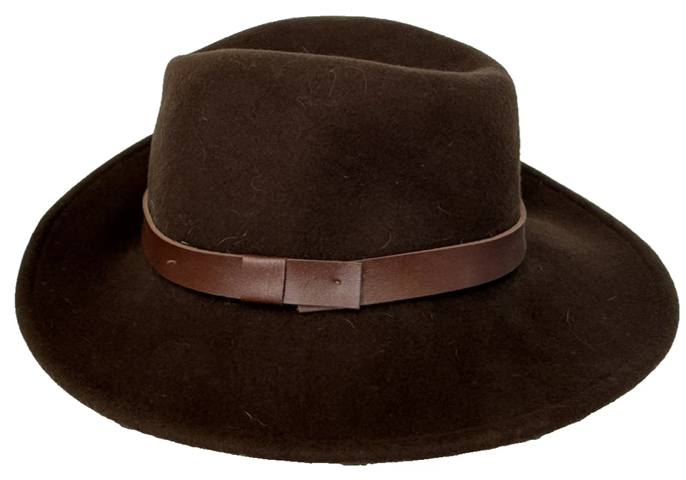Sombrero Fedora Silverado de Lana Marrón para Mujer con Banda de Cuero Talla Pequeña Hecho en EE. UU. Foto 4 de 4