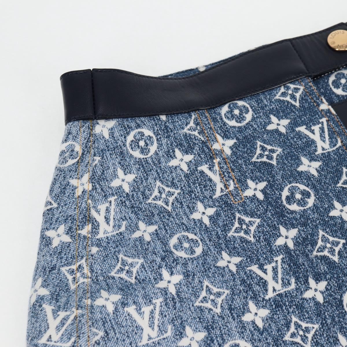 LOUIS VUITTON Monogram Jaguar A line skirt Denim 34 Blue 1A9NK9 LV
