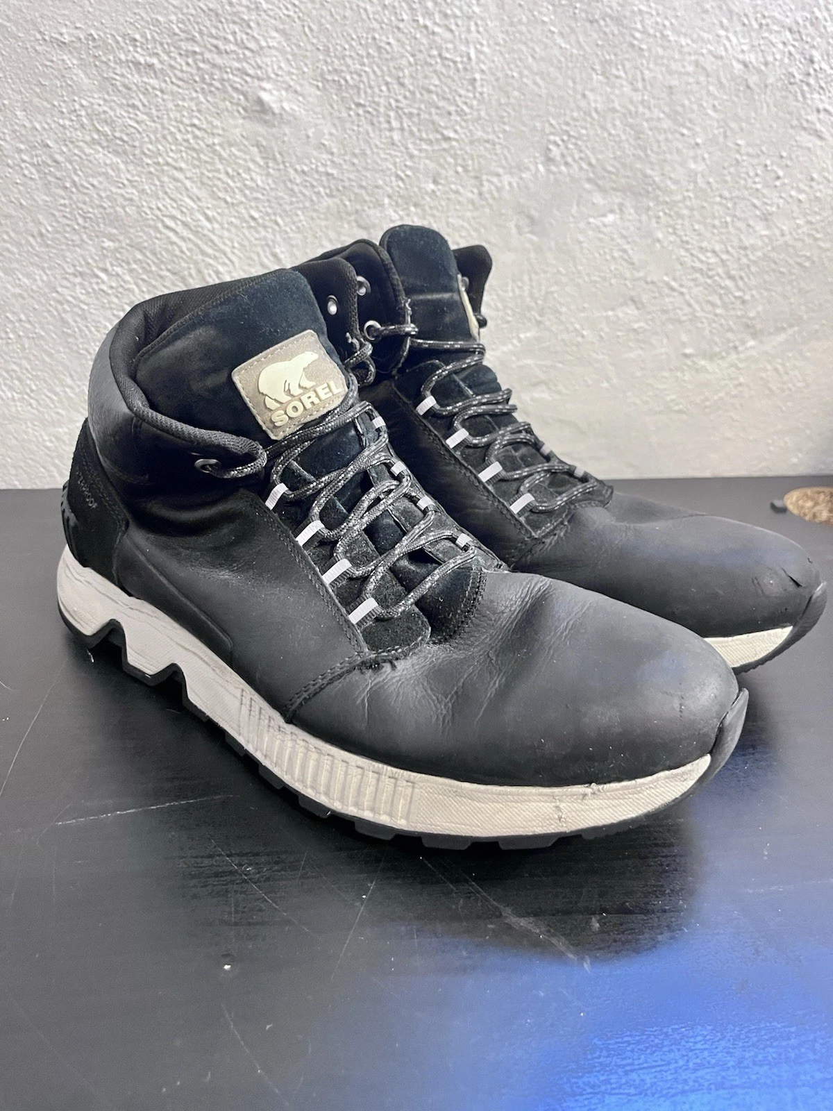 Sorel Boots Men Black 11.5 Waterproof Work Shoe Leather Chukka Hiking NM3857-010