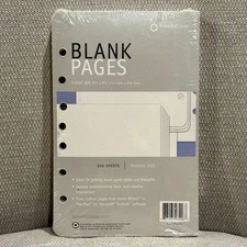 Franklin Covey 200 Sheets 5.5” x 8.5” Blank Planner Pages Size Classic 7 Holes