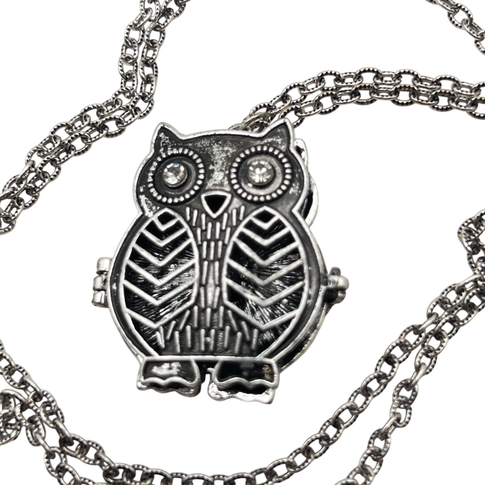 Owl Locket Necklace Aromatherapy Diffuser Silvert… - image 2