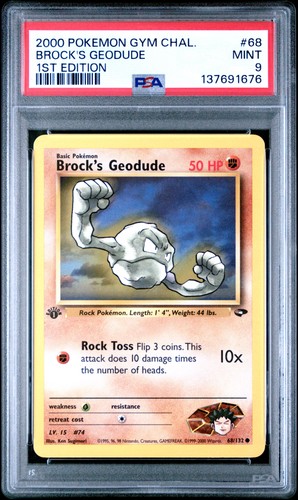 Brock's Geodude (1st Edition) graded PSA 9 for sale on eBay