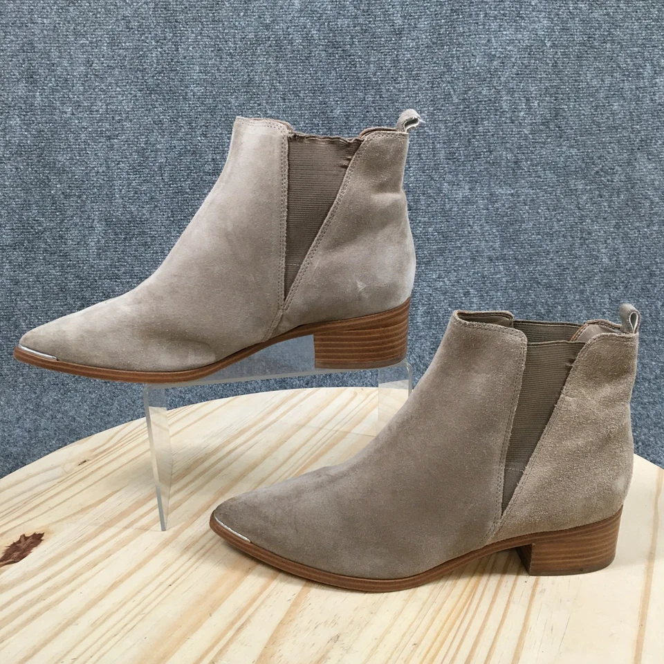 Marc Fisher Boots Womens 8 M Taupe Yale Chelsea Booties Leather Pull On Pointed - Image 2 of 4