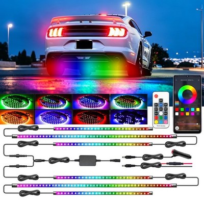 6PCS RGB LED Strip Underglow Neon Light Strip Kit w/Remote for Ford Mustang