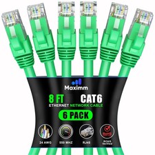 Cat 6 Ethernet Cable 8 ft 6-Pack - High-Speed LAN Cable Internet Cable Patch ...