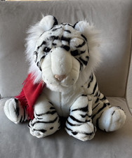White Bengal Tiger Stuffed Animal Adventure Realistic Plush Red Scarf 16" HTF