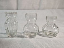 Mini Clear Glass Bud Vases SET OF 3 Swirl Pattern Home Decor