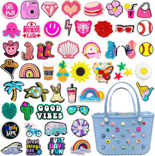 Charms for Bogg Bag Accessories 50Pcs Cute PVC Rubber Hawaiian Summer Beach Bag