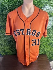 Houston Astros Baseball Pro Cut Worn Nameplate Removed Orange Jersey #31 Size 48