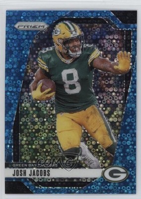 2024 Panini Prizm No Huddle Blue Prizm 57/99 Josh Jacobs #102 7px