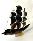 Vintage Sailboat Schooner Sculptured Genuine Bovine Horn Nautical Decor Folk Art — photo 2