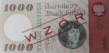 1965 Poland 1000 Zloty Specimen Overprint Banknote Scarce Uncirculated
