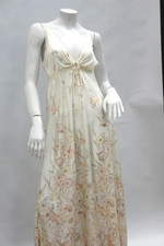 Vintage 60s-70s Floral Print Nylon Slip Maxi Nightgown Dress By JC Penney Boho