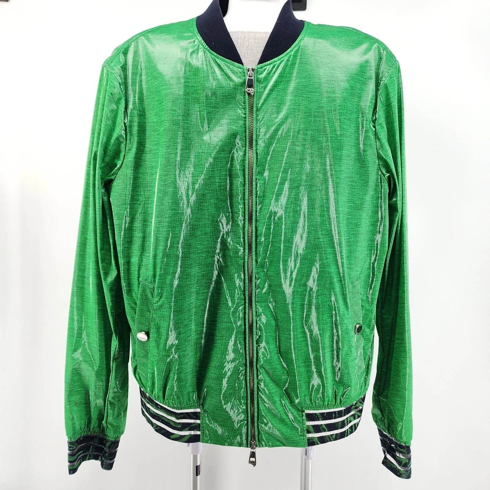 Versace — VERSACE Green Modal Bomber Jacket Medusa IT 48 (L/XL) Streetwear 90s Revival
