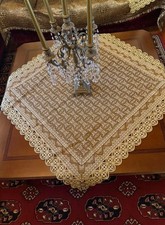 Rare Handmade Antique Lace Tablecloth Set – Greek Vintage – Museum Quality