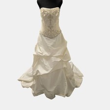 Cosmobella Ivory Strapless Beaded Pick-Up Wedding Dress Gown Size 12 RN98249