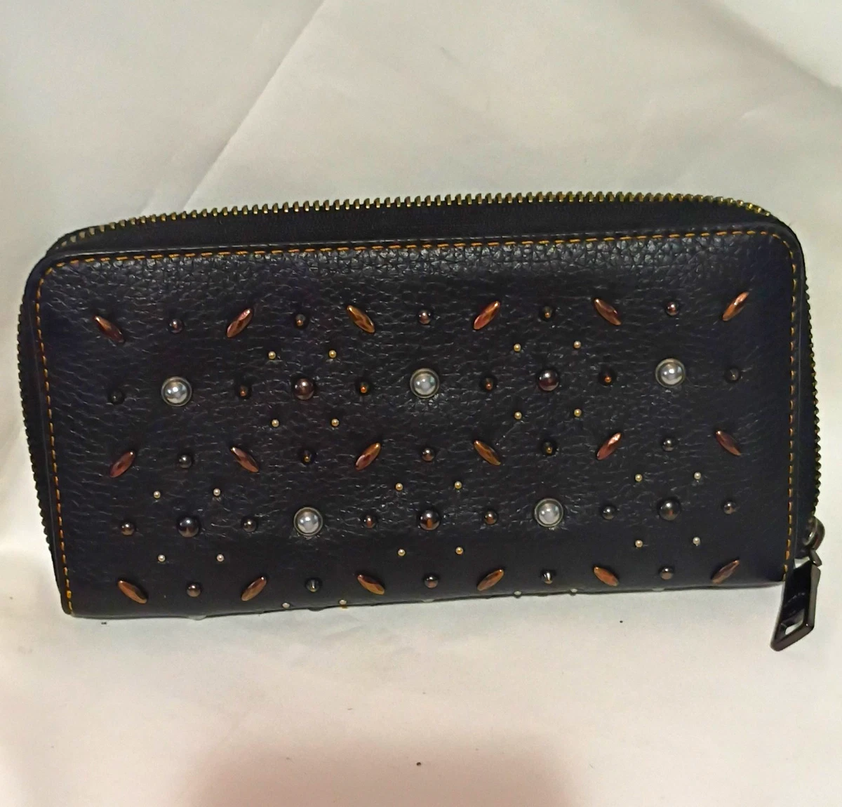 小物 COACH Studded Leather Zip Around Wallet Coach Studded Wallets for Women for sale - eBay