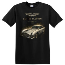 Aston Martin DB5 1963 Vintage Classic Car T Shirt w/ Retro Gold Art Graphic Tee