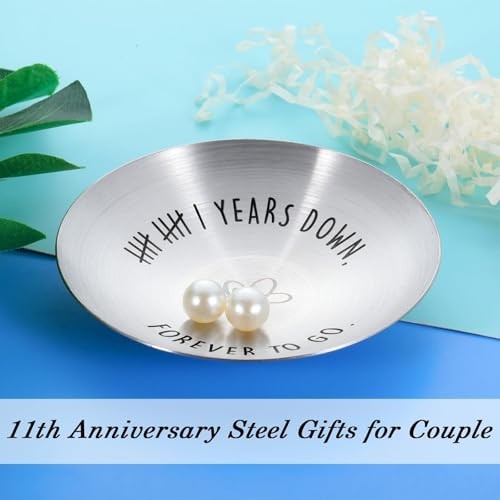 11th Anniversary Steel Gifts for Her Him 11 Years Down Jewelry Tray 11 Year 