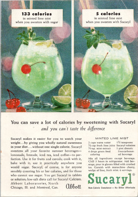 Sucaryl Vintage Magazine Ad 1950s 1960s Minted Lime Mist Drink Diet Sweetener