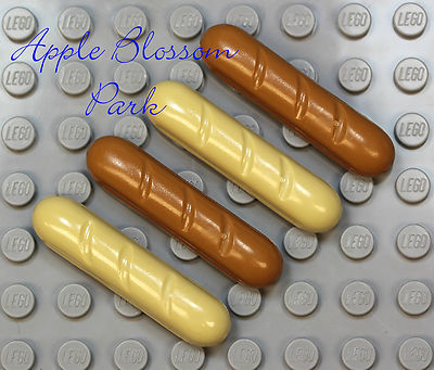 NEW Lego Lot/4 FRENCH BREAD LOAVES- Lt Brown Tan City Minifig