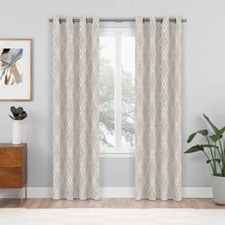 Perfect Pair, 2 Panels Geometric Grommet Window Curtain Panels Choose Color