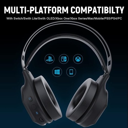 Wireless Bluetooth Gaming Headset, RGB Lights, Noise Cancel Mic, PS5 PC Switch - Picture 6 of 7