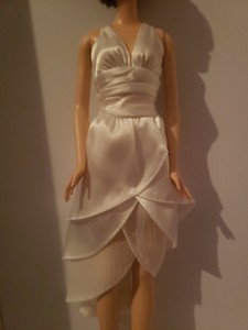 white satin evening gown
