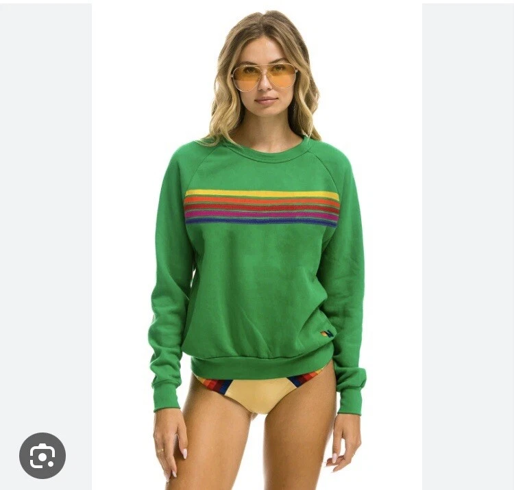 Aviator Nation 5 Stripe Crewneck Sweatshirt Kelly Green XL $185 SOLD OUT |  eBay