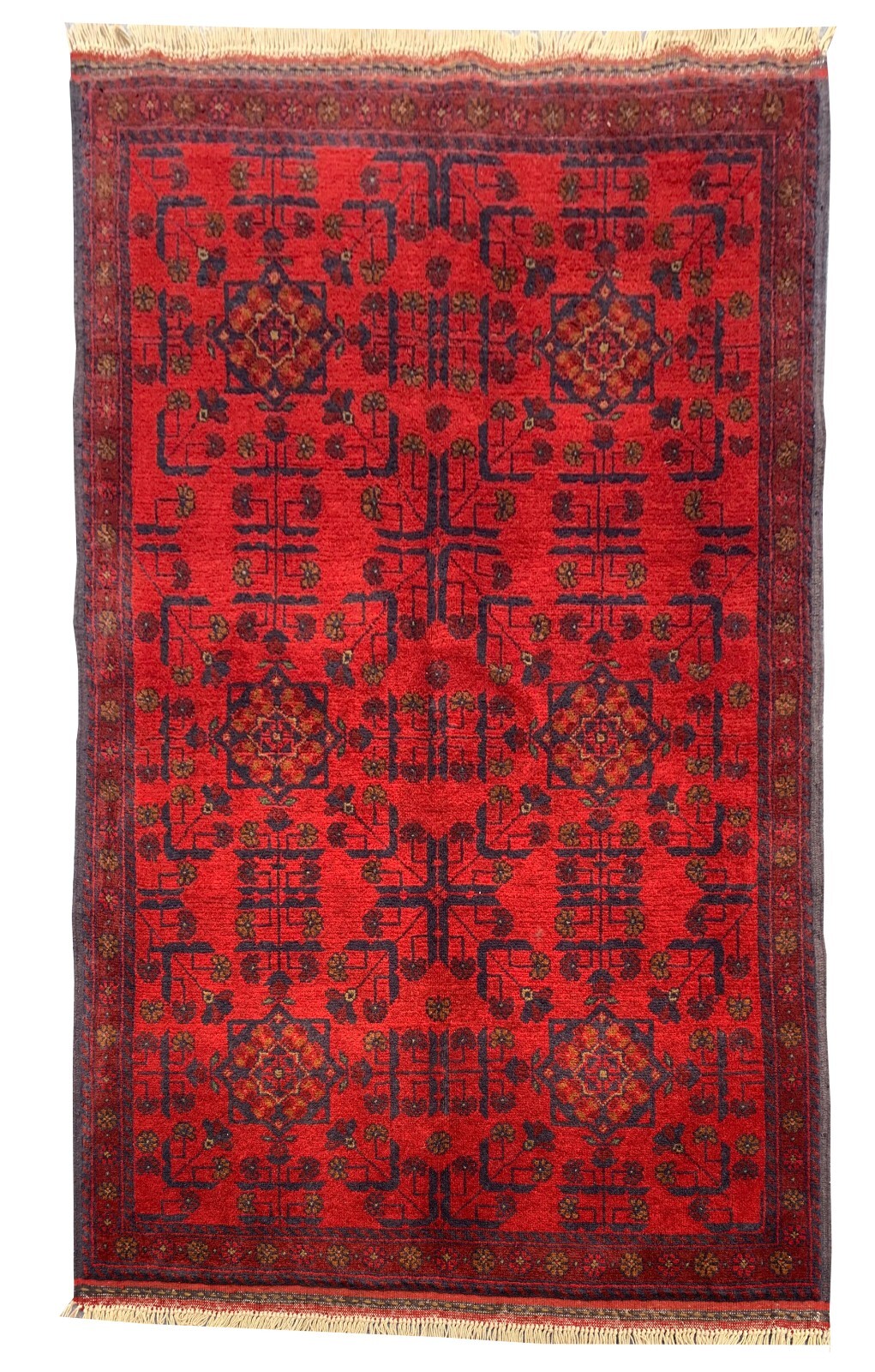 Fine Quality Hand Knotted Afghan Khal Muhammadi Wool Area Rug 4.10 x 3.