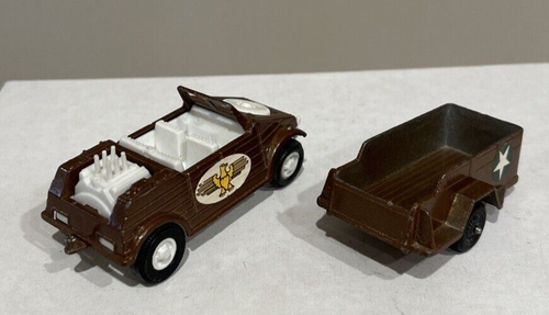 VINTAGE TOOTSIETOY KUBELWAGEN + TRAILER Military Brown Metal Diecast CHICAGO Toy - Picture 7 of 20