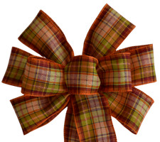 Large 10" Hand Made Orange Fall Plaid Wired Wreath Bow Thanksgiving Autumn
