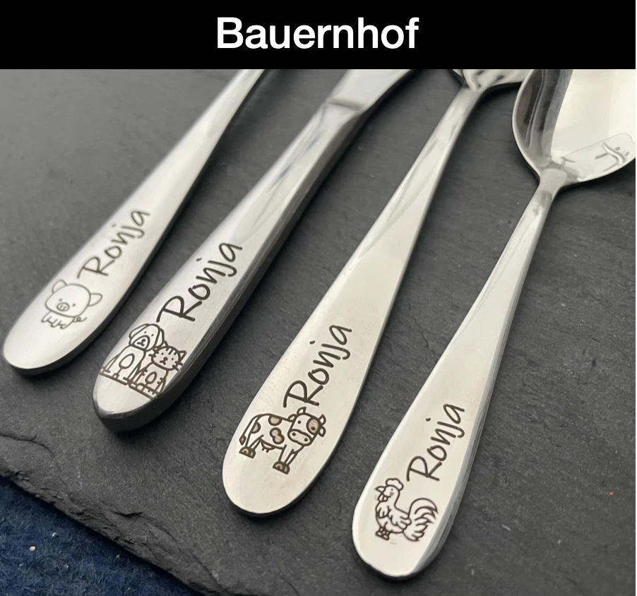 Kinderbesteck mit Gravur / Tiere/ Personalisiert mit Namen / Geschenkidee - Bild 3 von 4