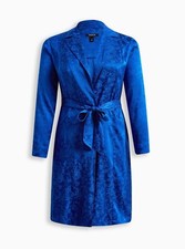 Torrid Jacquard Trench Coat Blue 00 M L 10 #h73228