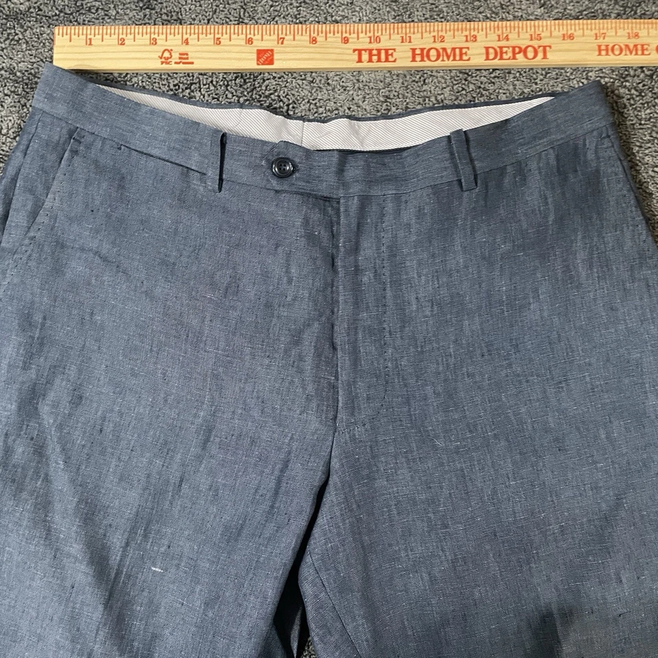 Enzo Tovare Men's 100% Linen Sartorial Blue Suit Pants 36x32 - Image 2 of 4