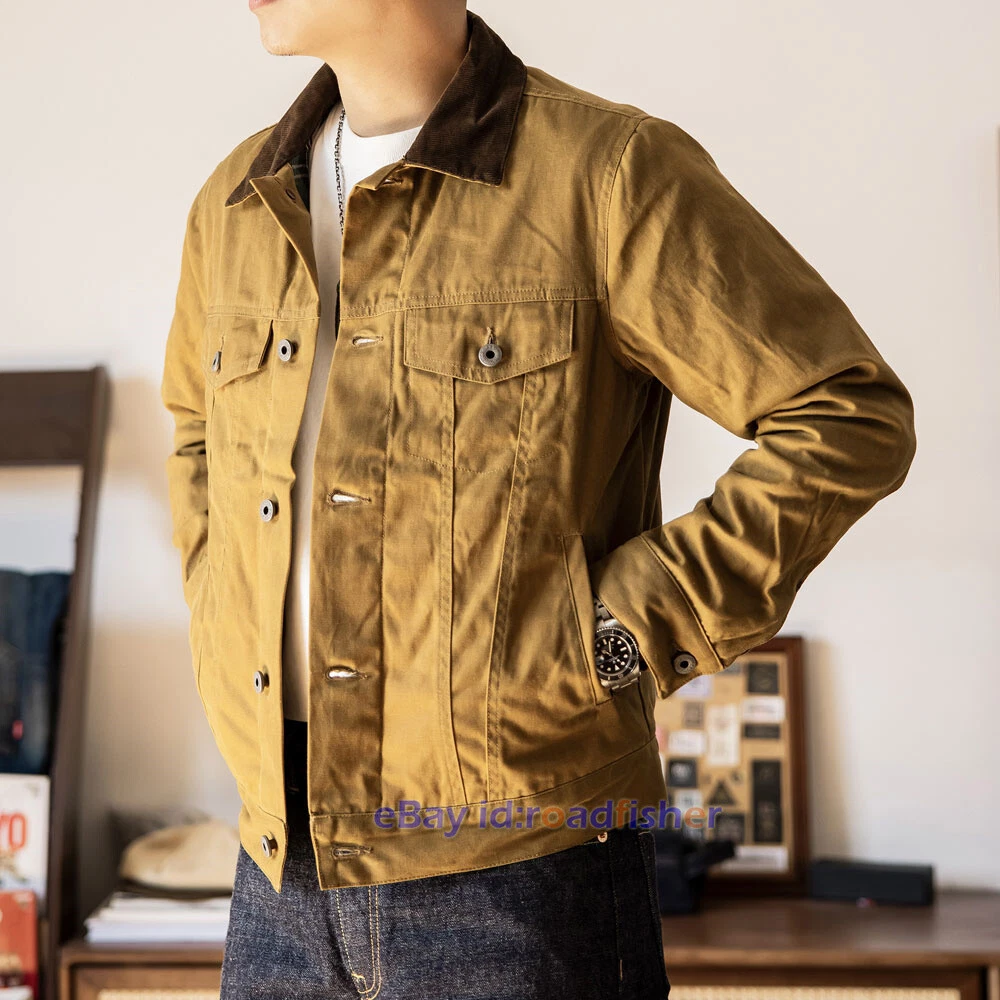 Red Tornado Type 3 Waxed Jacket Corduroy Collar Waterproof Mens