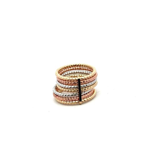 18K Gold Ring Tricolor Seven Day Ring Size 4.75 Defects Fine Jewelry