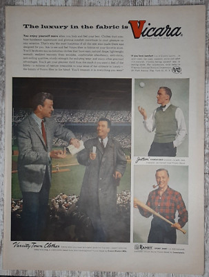 1956 Vicara Fibers Vintage Print Ad Jantzen Ramey Varsity Town Clothing Brands