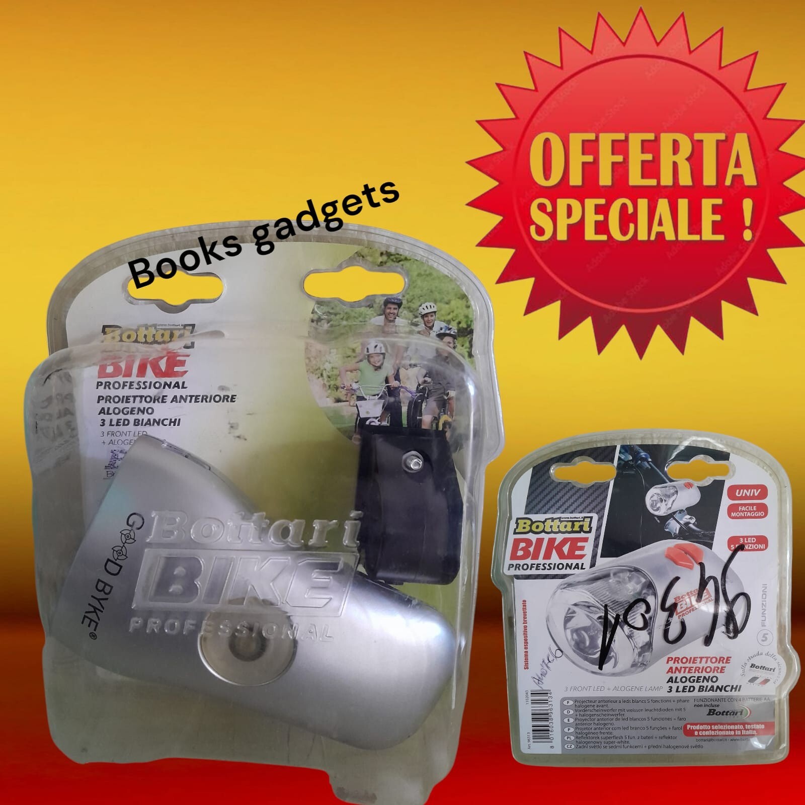 Poriettore Anteriore Bici con Lampada Alogena e 3 LED Bianchi 5 Funzioni Bottari