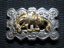 WESTERN BUCKING BRONCO HORSE COWBOY COWGIRL BELT BUCKLE VINTAGE RARE 1980s 